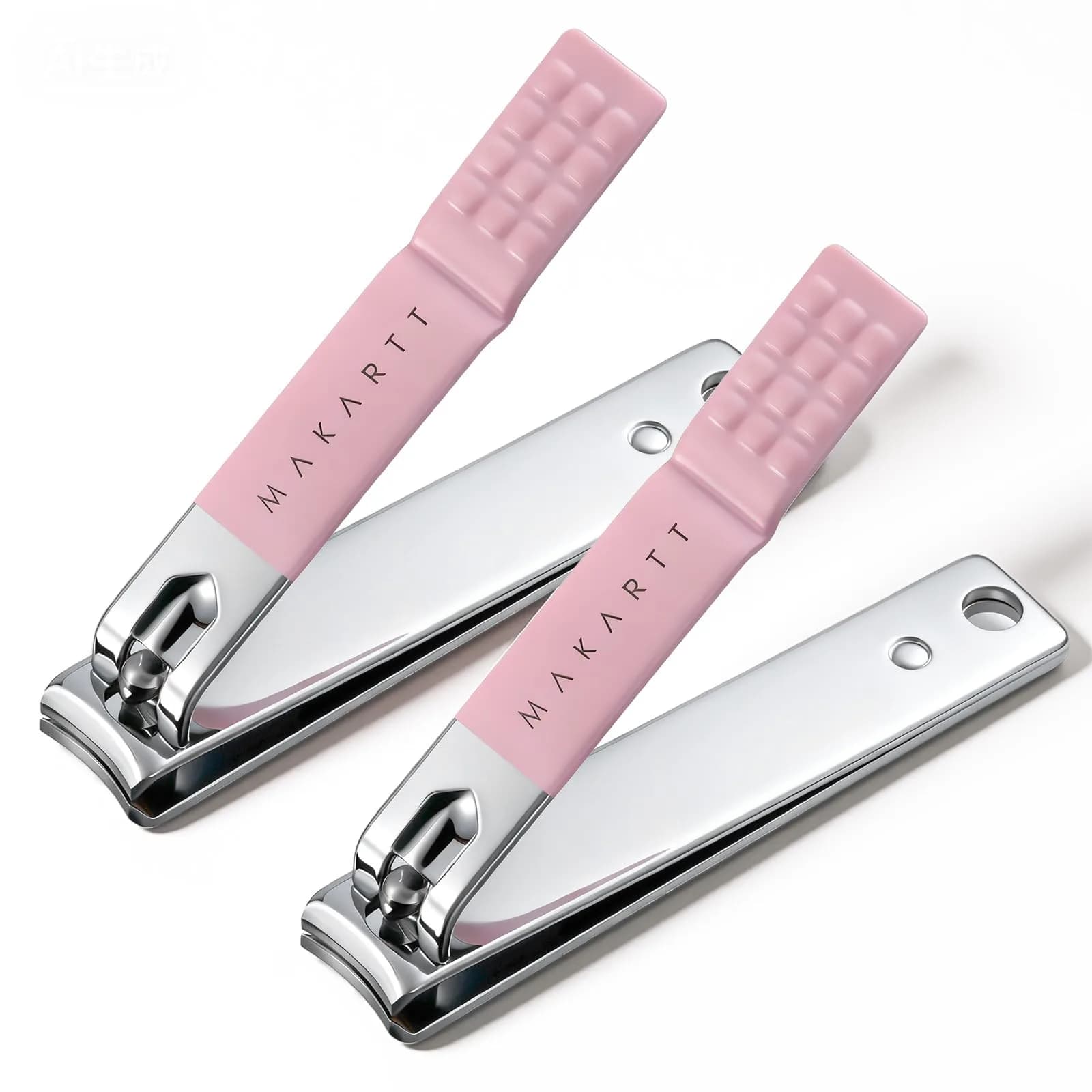 Makartt Pink Nail Clipper Set for Thick Fingernails & Toenails, 2-Pack | Precision Cuticle Maintenance Tool