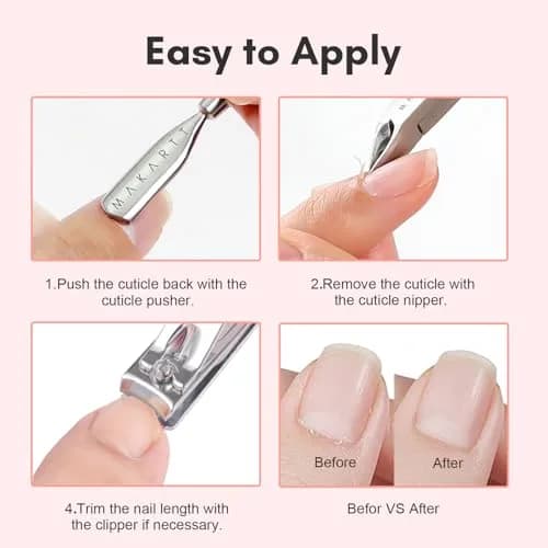 Makartt Pink Cuticle Trimmer Set with 2 Pushers, Nail Clipper & Nipper | Professional Stainless Steel Manicure Tools for Precise Nail Prep thumbnail 7