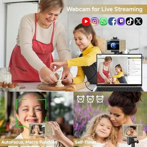 SMARTKLIK Gold Digital Camera 44MP FHD 4K | 16X Zoom, 2.8" LCD, 64GB Card thumbnail 6