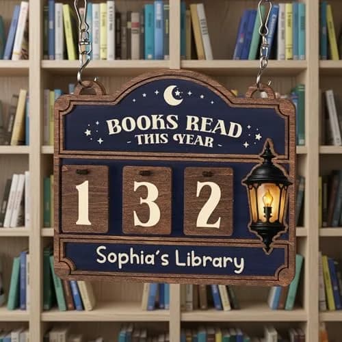 DINIZON Books Read This Year Counter, Wooden Book Tracker 7 x 6 Inch | Modern Bookshelf Decor thumbnail 8