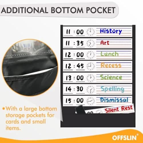 OFFSLIN Daily Schedule Pocket Chart, 13+1 Pockets Classroom Pocket Chart for Office & School thumbnail 5