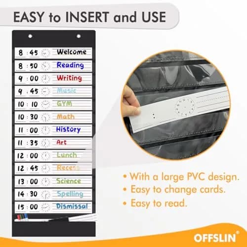 OFFSLIN Daily Schedule Pocket Chart, 13+1 Pockets Classroom Pocket Chart for Office & School thumbnail 6