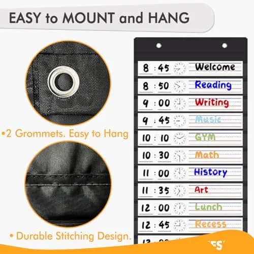 OFFSLIN Daily Schedule Pocket Chart, 13+1 Pockets Classroom Pocket Chart for Office & School thumbnail 7