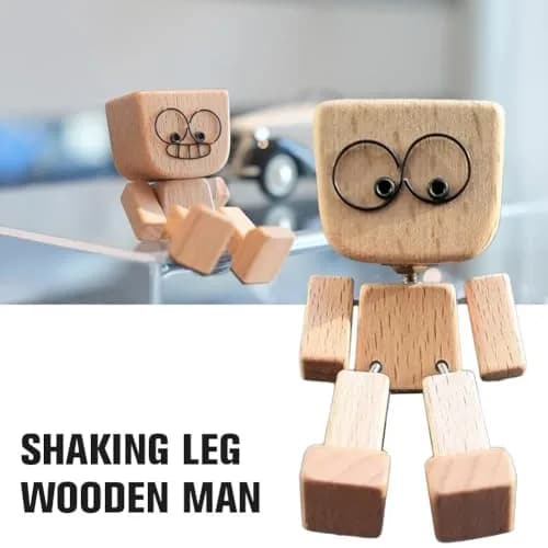 SnapMorph Shaking Wooden Man Figurine 1.5 inches x 1.5 inches x 3.1 inches | Handmade Car & Desk Decor with 12 Magnetic Faces thumbnail 5