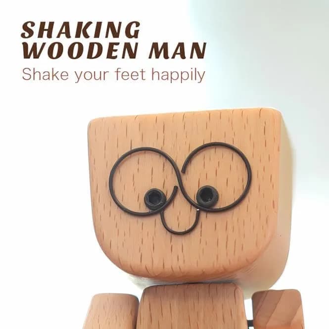 SnapMorph Shaking Wooden Man Figurine 1.5 inches x 1.5 inches x 3.1 inches | Handmade Car & Desk Decor with 12 Magnetic Faces thumbnail 6