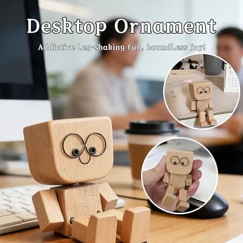 SnapMorph Shaking Wooden Man Figurine 1.5 inches x 1.5 inches x 3.1 inches | Handmade Car & Desk Decor with 12 Magnetic Faces thumbnail 9