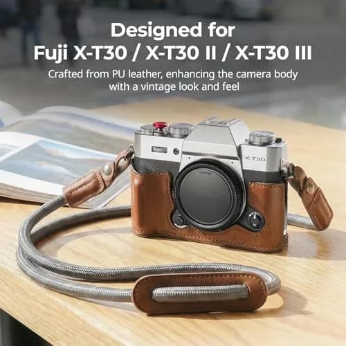 SMALLRIG Leather Half Case Kit with Shoulder Strap for FUJIFILM X-T30 III/X-T30 II (Brown) 123 x 45.7 x 59.8mm | Retro Style Camera Protection thumbnail 2