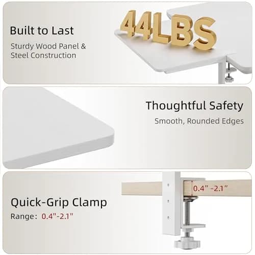 ART-GIFTREE Desk Extender 15-inch Clamp-On Shelf | Height-Adjustable Heavy Duty Office & Gaming Organizer thumbnail 5