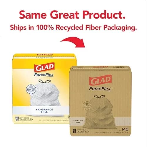 Glad ForceFlex Tall Kitchen Drawstring Trash Bags 140 Ct (13 Gallon) | Strong, Tear-Resistant, Fragrance-Free thumbnail 2