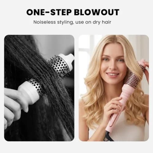 Sonew Heated Round Brush Thermal Curling Brush Set 3 Sizes, Pink | 5 Temperature Settings, Ion Ceramic Coating, Rapid Heat-Up thumbnail 3