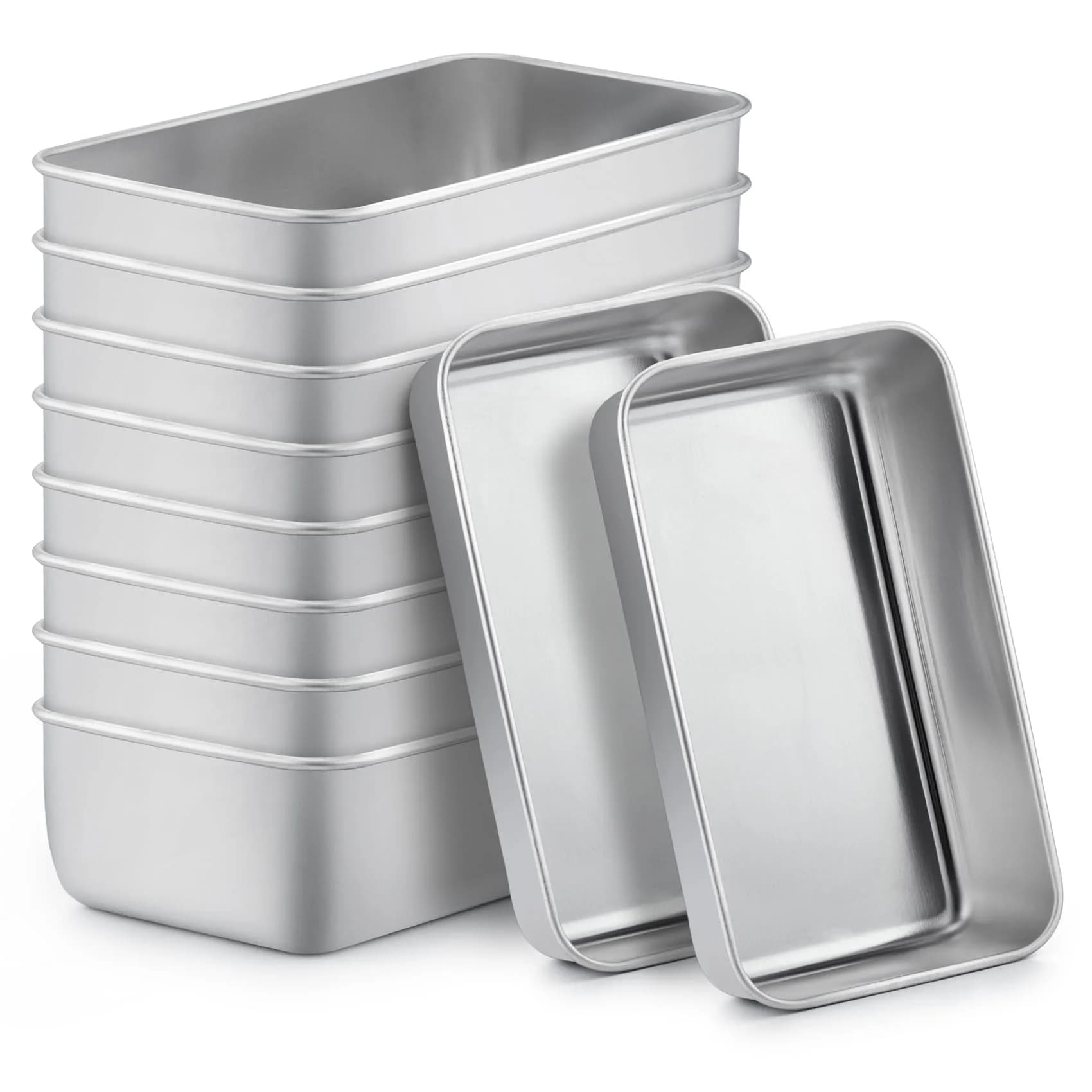 TeamFar Stainless Steel Loaf Pans for Baking, 9.25 x 5 Inch (23.5 x 12.7 cm) - Set of 10 | Healthy & Sturdy Baking Tins — Pack of 10