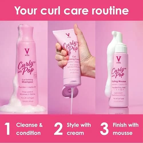 V&CO Curly Pop Curl Defining Mousse – Curl Mousse for Curly Hair, Moisturizing & Anti Frizz, 7 oz | Vegan, Cruelty-Free thumbnail 3