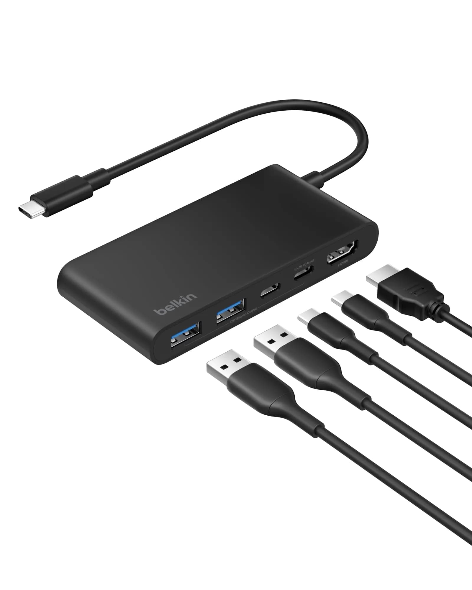 Belkin 8-Port USB-C Hub 10Gbps 4K@60Hz HDMI 100W PD 2.5Gb Ethernet Space Gray | For Laptops & Tablets — 5 Ports