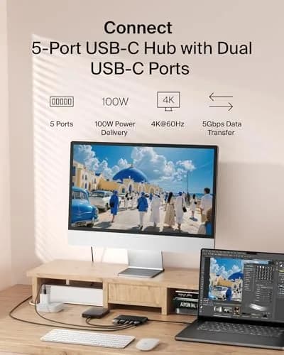 Belkin 5-Port USB-C Hub with 4K HDMI 2.0, 100W PD, 5Gbps Data | Connect & Power Your Devices thumbnail 2