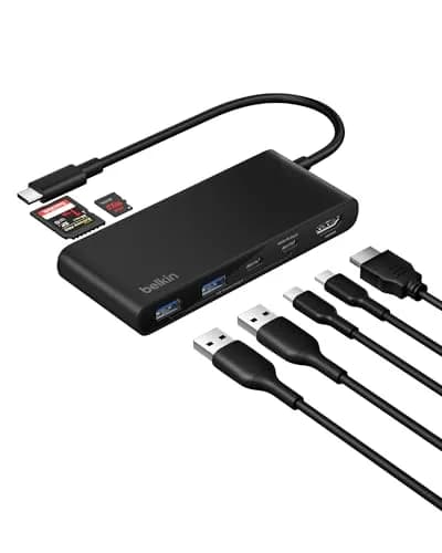 Belkin 7-Port USB-C Hub with 4K HDMI 100W PD, SD/MicroSD Card Readers, 5Gbps Data Transfer | 12.1cm x 5.1cm x 1.6cm thumbnail 1