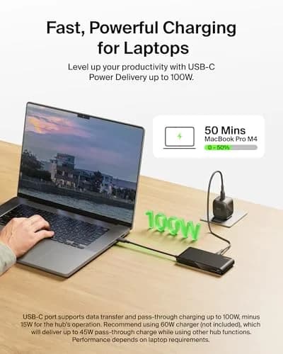 Belkin 8-Port USB-C Hub 10Gbps 4K@60Hz HDMI 100W PD 2.5Gb Ethernet Space Gray | For Laptops & Tablets thumbnail 4
