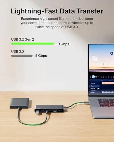 Belkin 8-Port USB-C Hub 10Gbps 4K@60Hz HDMI 100W PD 2.5Gb Ethernet Space Gray | For Laptops & Tablets thumbnail 6