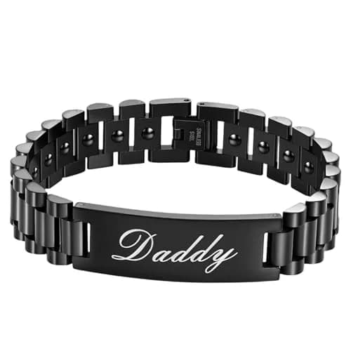 Jecanori Magnetic Bracelet for Men, Stainless Steel Hematite Bracelet 22cm (8.66 inches) | Father's Day Gift with Hidden Message thumbnail 1