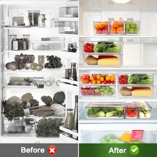 ZIJUND 6 Pack Fridge Organizer Bins with Lids, Stackable Clear Storage thumbnail 5