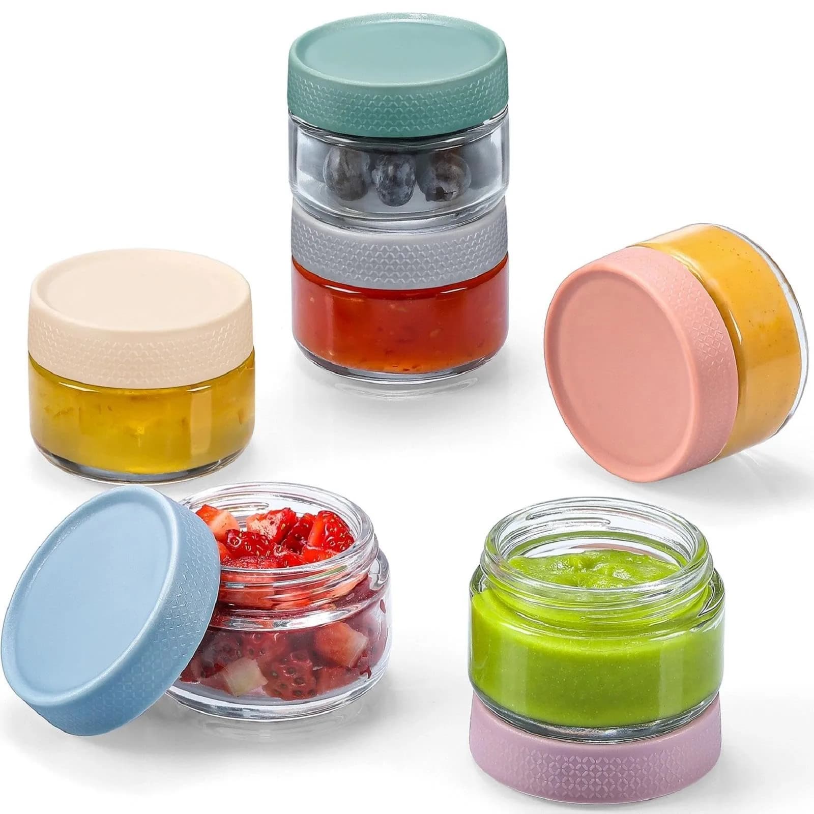 NETANY 2oz Glass Salad Dressing Containers, 6-Pack | Airtight, Reusable, Leakproof - main product image