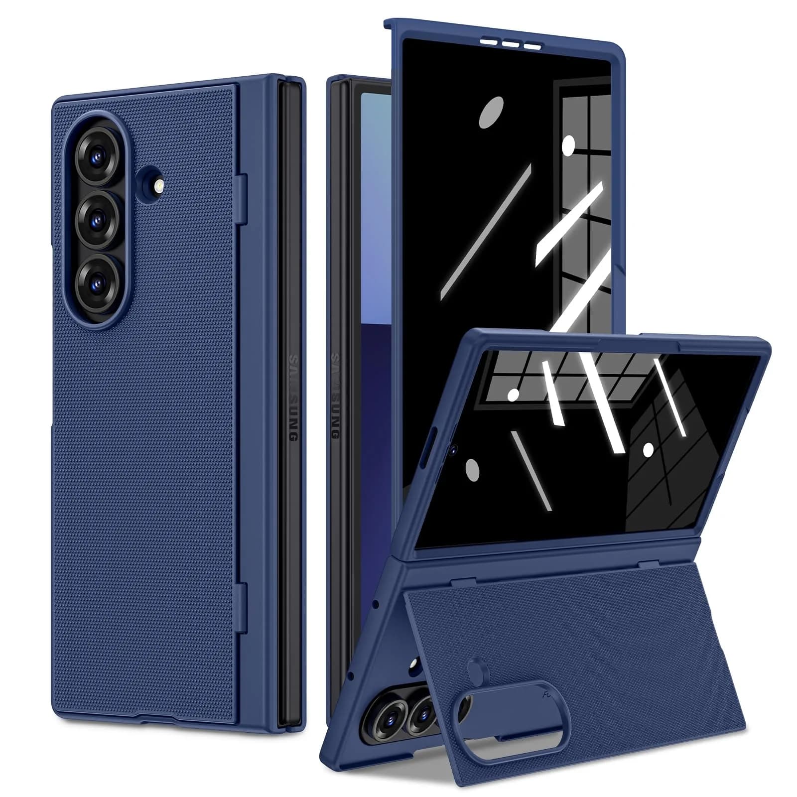 Ruky Black Case for Samsung Galaxy Z Fold 7 with Privacy Screen Protector & Kickstand | Fits 2025 Model — Blue / Galaxy Z Fold 7