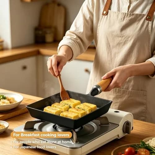 JSY Sun Cast Iron Tamagoyaki Pan 18.3cm (7.2"L X 6.1"W) | Japanese Egg Roll Omelette Skillet for Gas & Induction thumbnail 7