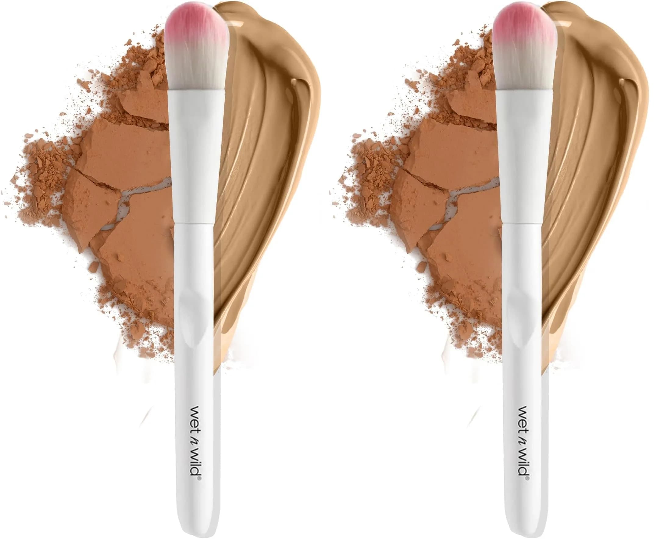 wet n wild Foundation Brush - Pack of 2, Densely-Packed Synthetic Bristles for Flawless Application