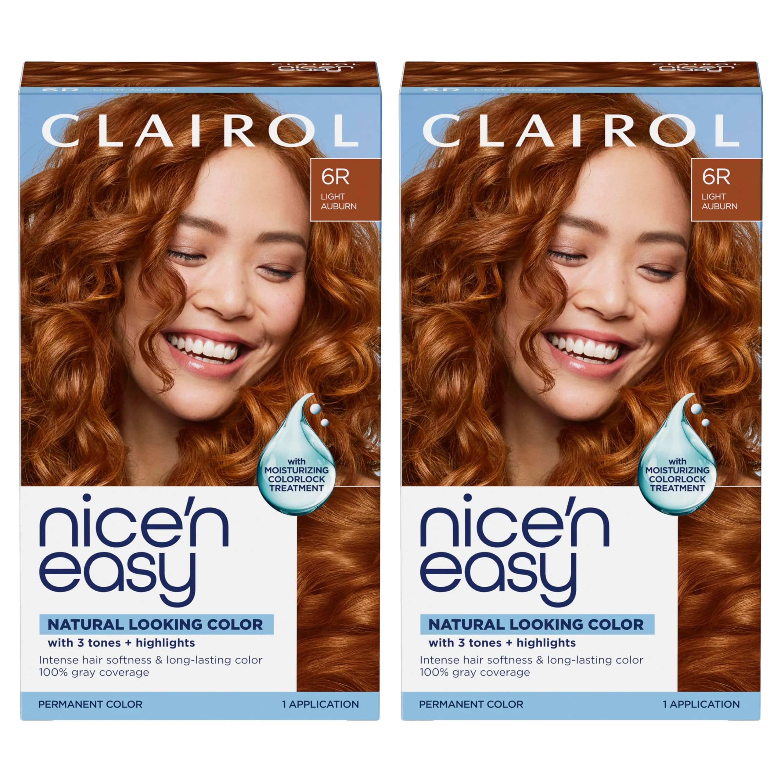 Clairol Nice'n Easy Permanent Hair Dye 6R Light Auburn, 6.26 Fl Oz (Pack of 2)