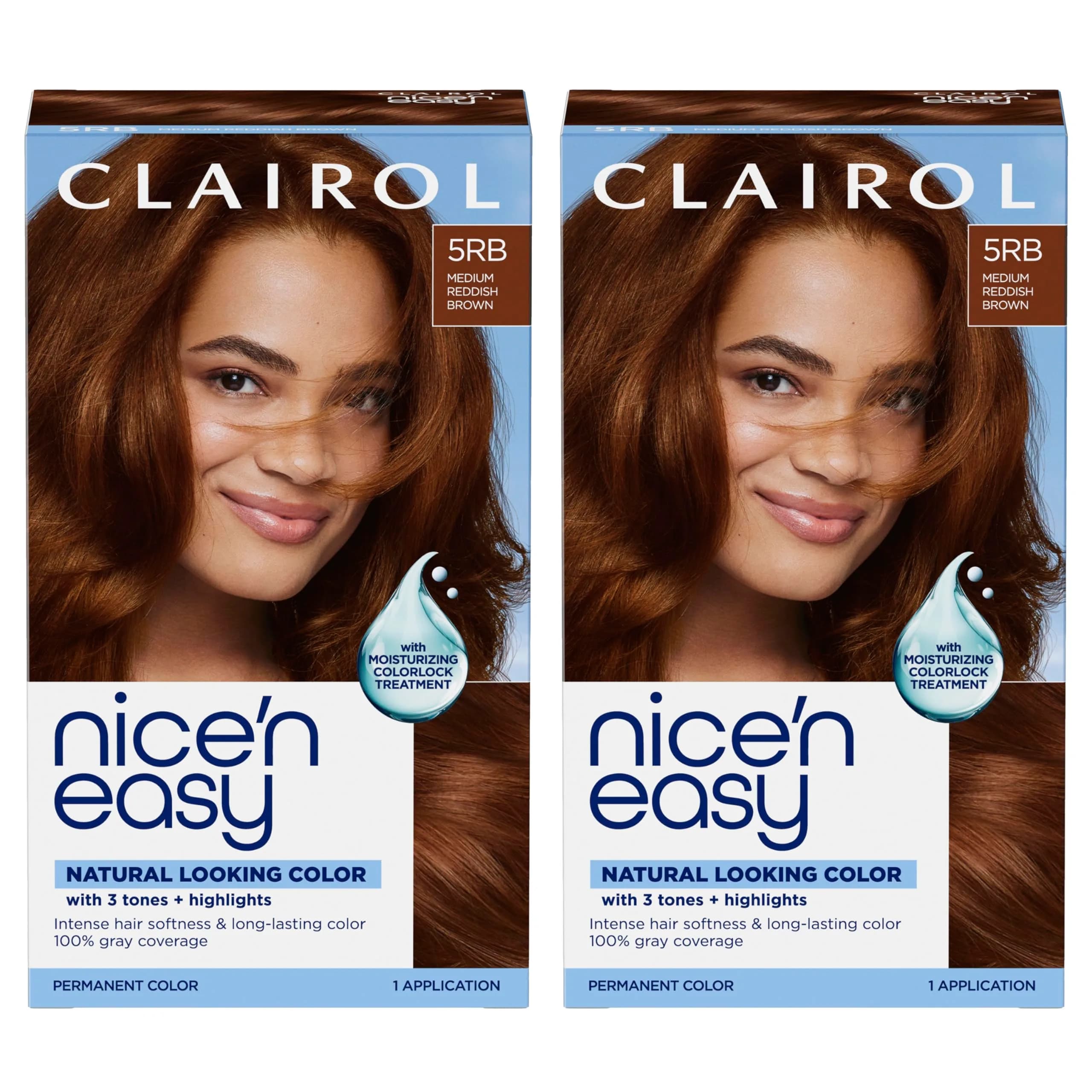 Clairol Nice'n Easy 5RB Medium Reddish Brown Permanent Hair Dye, Pack of 2 (6.26 Fl Oz)