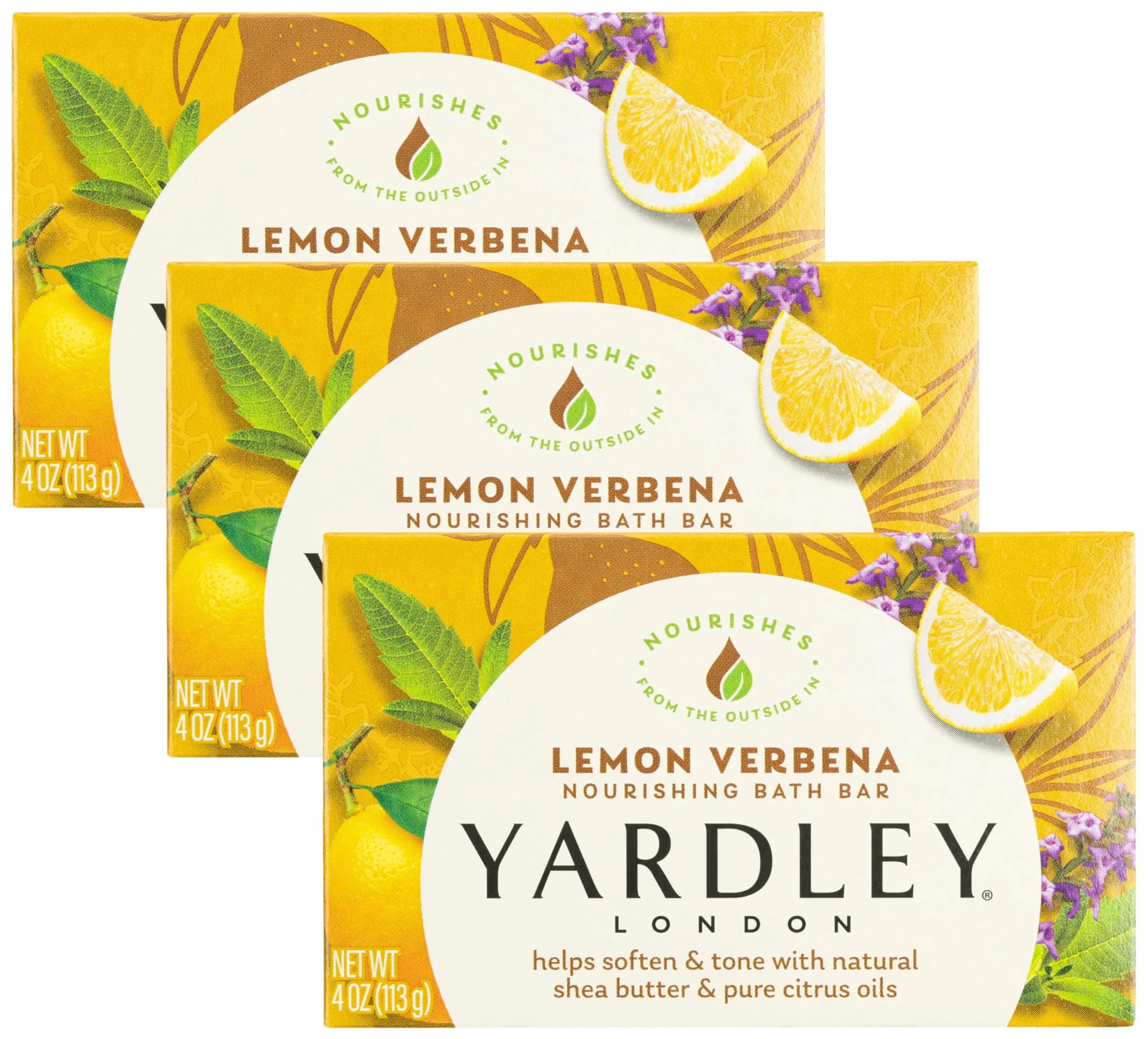 Yardley Lemon Verbena Moisturizing Bath Bar 4.25oz | Natural Shea & Citrus Oils for Soft, Invigorated Skin — Lemon Verbena