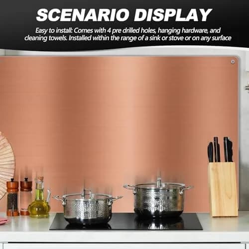 Yaocom 24x36 Inch Copper Stainless Steel Backsplash for Kitchen Wall | Easy Install & Clean thumbnail 6