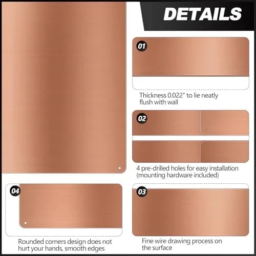 Yaocom 24x36 Inch Copper Stainless Steel Backsplash for Kitchen Wall | Easy Install & Clean thumbnail 3
