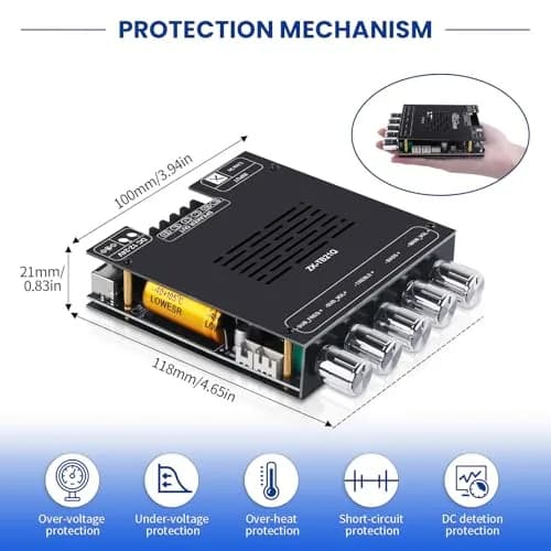 ARRAROWN ZK-TB21Q Bluetooth 5.1 HiFi Audio Amplifier Board 50W*2+100W | Support for DIY Audio Projects thumbnail 7