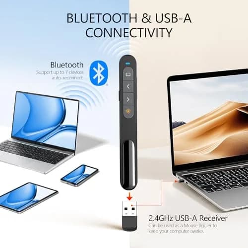 Norwii N76 Bluetooth Presentation Clicker with Green Pointer & USB-C Rechargeable Battery | 328ft Wireless Range thumbnail 2