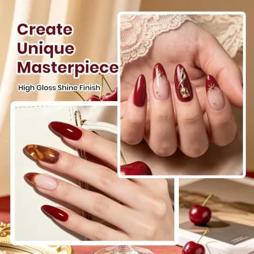 Beetles Gel Polish Ruby Cherry Burgundy Dark Red Gel Nail Polish 9ml (0.3 Fl Oz) | Fall Limited Color, Long-Lasting Glossy Finish thumbnail 5