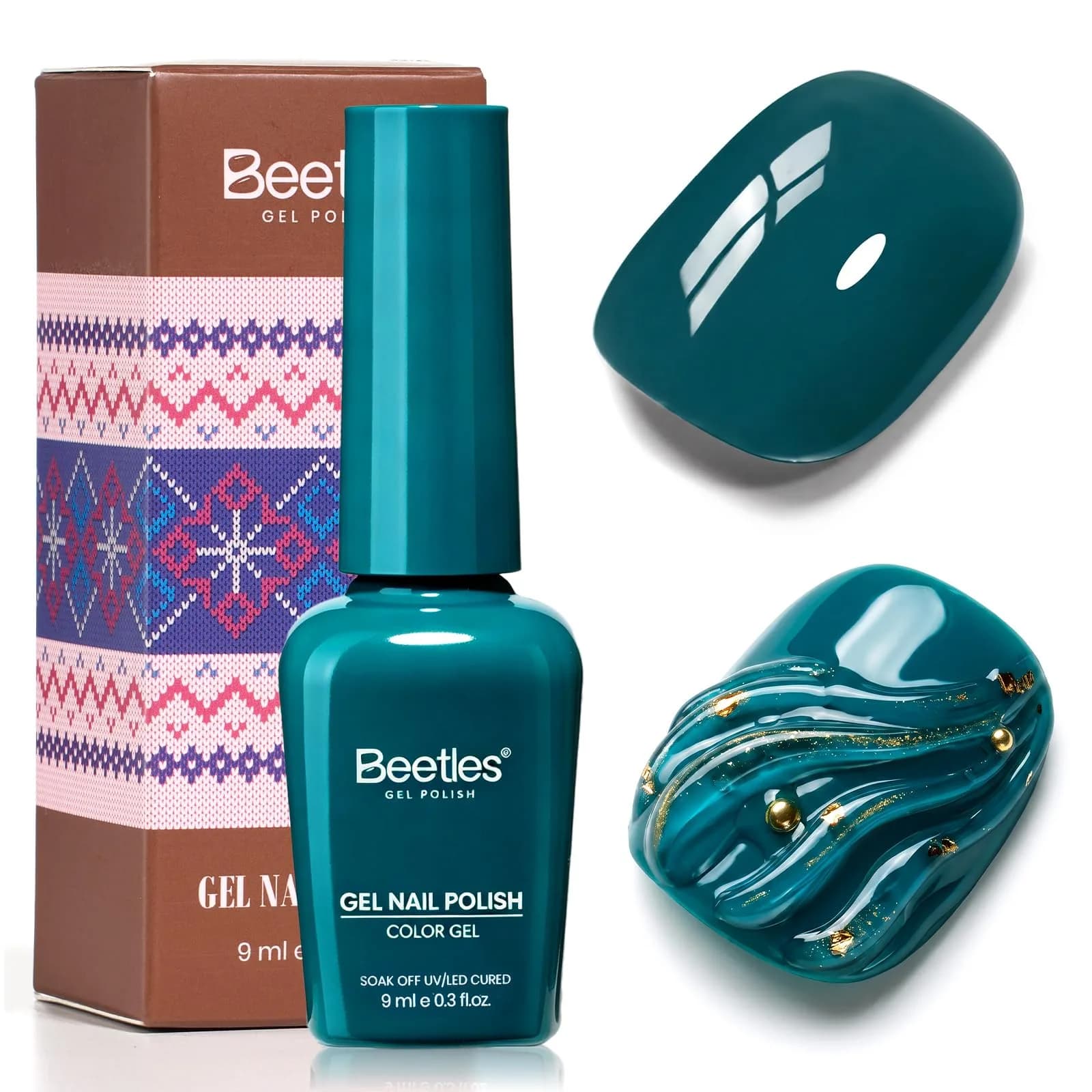 Beetles Gel Polish Ruby Cherry Burgundy Dark Red Gel Nail Polish 9ml (0.3 Fl Oz) | Fall Limited Color, Long-Lasting Glossy Finish — O - Teal | Deep Teal