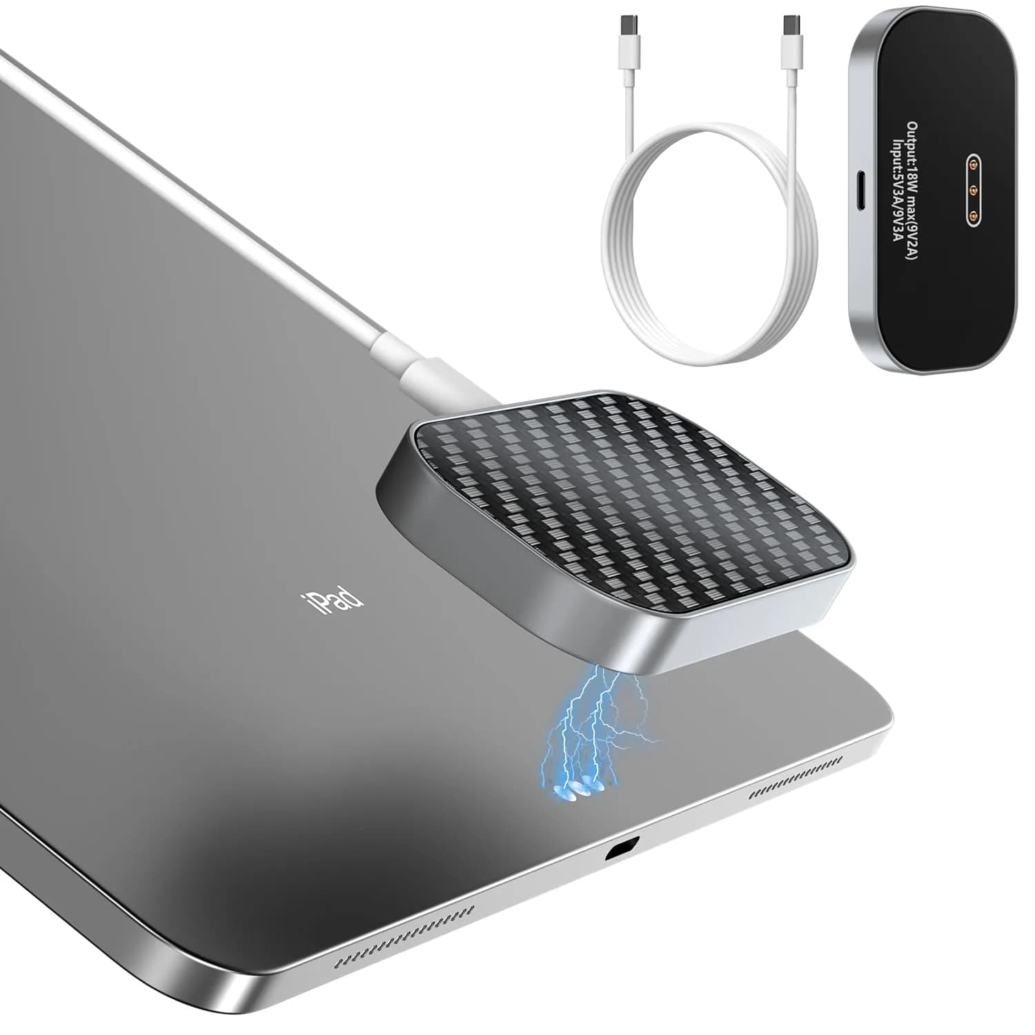 YACAISI Magnetic Wireless Charger for iPad Pro 12.9inch 3rd-6th Gen & iPad Air 13 M2/M3 | 18W Fast Charging — 12.9inch Gen 3-6