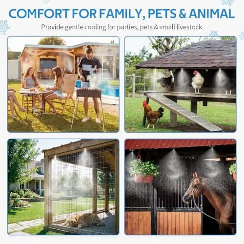 homenote Misting Cooling System 98FT (30M) Pre-Assembled Mister Kit with 27 Brass Nozzles & 3/4" Brass Adapter thumbnail 6