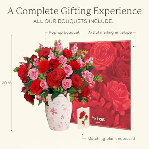 Freshcut Paper Grande Blooming Roses 3D Pop Up Card 52cm (20.5 Inch) | Anniversary, Valentine's Day, Mother's Day, Thank You, Gifts for Mom and Her thumbnail 4