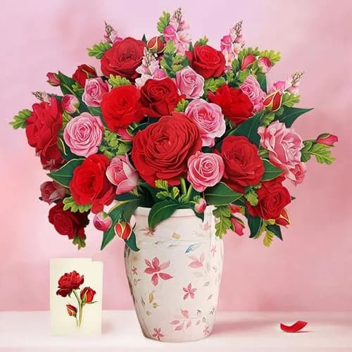 Freshcut Paper Grande Blooming Roses 3D Pop Up Card 52cm (20.5 Inch) | Anniversary, Valentine's Day, Mother's Day, Thank You, Gifts for Mom and Her thumbnail 2