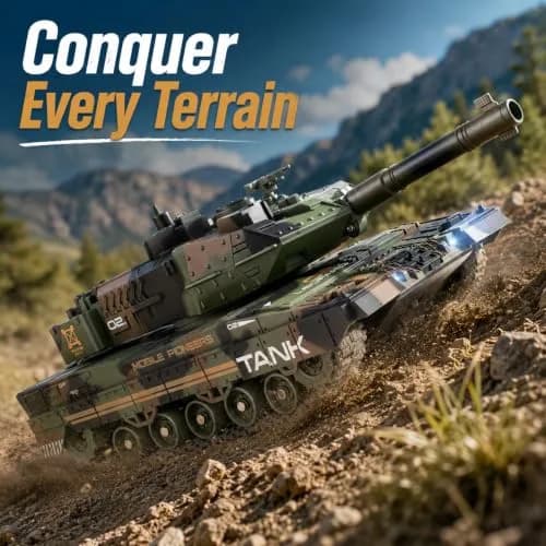 Supdex 1:24 Scale RC Army Tank with Smoke & BB Shooting | Ages 8-12 thumbnail 4