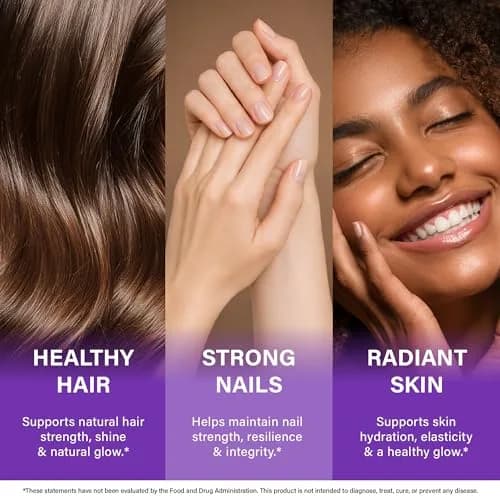 NUTRAHARMONY Biotin, Collagen, Hyaluronic Acid & Keratin Hair Growth Support 180 Capsules | Clinically Tested Formula thumbnail 2