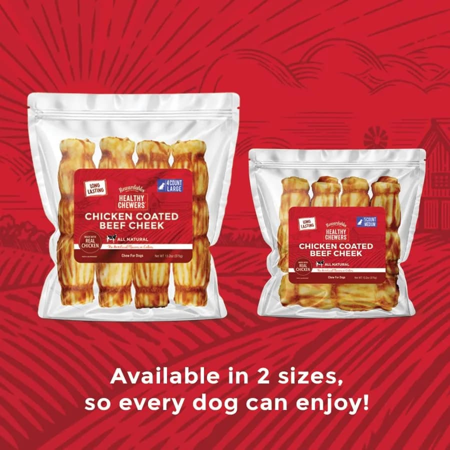 Rewardables Chicken Coated Beef Cheek Rolls for Dogs, 5 Inch, 5 Pack | Long Lasting, Supports Dental Health thumbnail 7