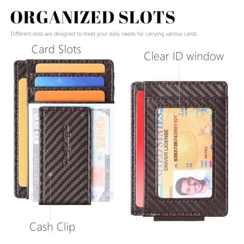 Toughergun Slim Wallet RFID Blocking Money Clip 10.16cm (4") x 7.62cm (3") x 0.76cm (0.3") | Minimalist Front Pocket Card Holder thumbnail 4