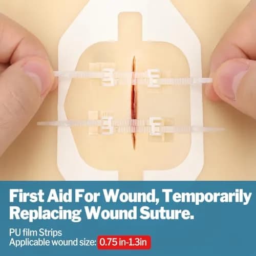 AZEN Emergency Wound Closure Strips 14 Pack (14 Count) | Hypoallergenic Butterfly Bandages for Laceration Repair Without Stitches thumbnail 4