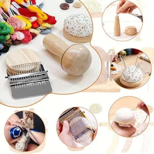 Yiranok Mini Darning Loom Kit with 14 Hooks & 50 Colors | All-in-One Weaving Repair Tool thumbnail 2
