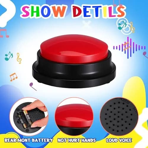 Ovveroche Recordable Answer Buzzers 10-Pack | Game Show Buttons for Training & Fun thumbnail 2