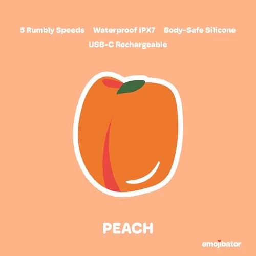 Emojibator Peach Personal Massager for Men | Waterproof, 5 Speeds, Body-Safe Silicone, USB Rechargeable thumbnail 6