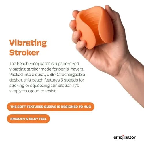 Emojibator Peach Personal Massager for Men | Waterproof, 5 Speeds, Body-Safe Silicone, USB Rechargeable thumbnail 3