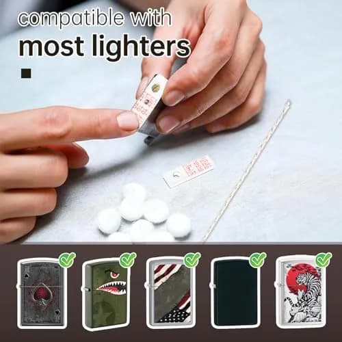 MEIJIAYOU Mechanical Lighter Replacement Kit | Compatible with Zippo, Cotton & Wick, 2 Pack thumbnail 7